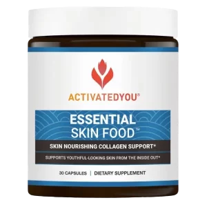 Nourish your skin from within with ActivatedYou Essential Skin Food collagen-supporting supplement.