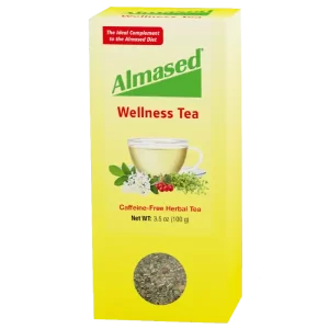 Unwind with Almased Wellness Tea: a gentle herbal blend with earthy and floral notes for a calming experience.