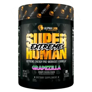 Alpha Lions Superhuman Extreme is an ultra-potent, fully loaded pre-workout formula designed to take your training intensity and performance to the absolute extreme.
