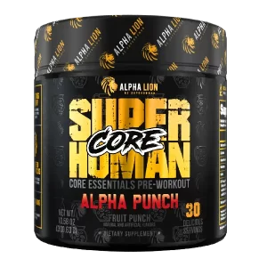 Alpha Lions Superhuman Core is a streamlined, cost-effective pre-workout formula providing the core essentials for enhancing energy, focus, pumps, and performance.