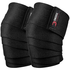 The Dmoose knee wraps for weightlifting provide compression support and stability during heavy squats and leg exercises.