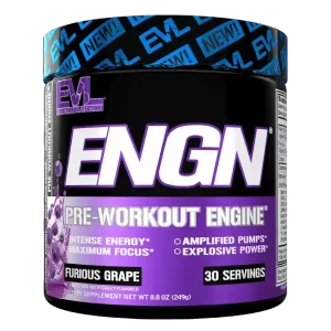 EVLUTION NUTRITION ENGN Caffeine-Free Pre-Workout provides energy and focus without caffeine for optimized performance.