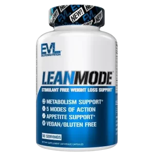 This is EVLution Nutrition's EVL LeanMode 150 capsules serving bottle for effective weight management & lean muscle support.