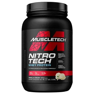 Fuel your workouts and recovery with the ultra-pure protein and muscle-building peptides in Muscletech Nitro Tech.