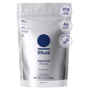 Plant-powered protein for active adults: Explore Ritual Essential Protein Daily Shake 50+ contains 20g protein, supports muscle health & brain function.