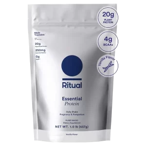 Ritual Essential Protein Pregnancy is a clean, nutritious plant protein thoughtfully crafted to support the heightened demands of pregnancy, postpartum, and breastfeeding.