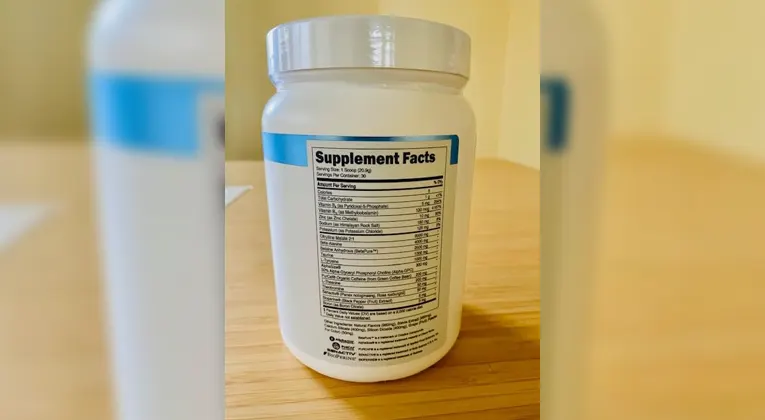 A supplement-facts label showing ingredients list with serving amount of transparent labs bulk.
