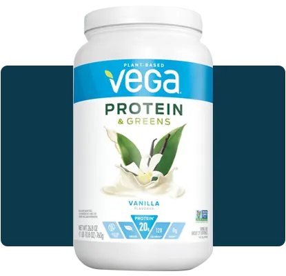 Discover Vega Protein & Greens, a complete plant-based protein and superfood shake.